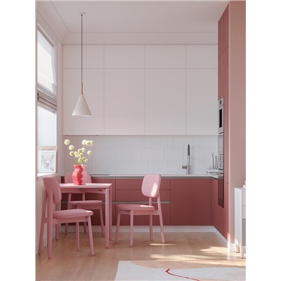 Стул с обивкой Saga, рогожка, розовый