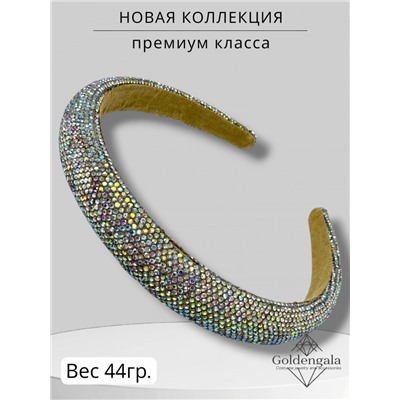 Ободок для волос со стразами объемный Арт ОБ6/003
