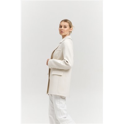 Пальто женское демисезонное 27100 (молочный/рубчик)