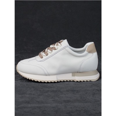 05-PDJ66-1 WHITE/BEIGE Кроссовки женские (натуральная кожа)