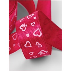 Лента атласная «Сердца», 15 мм, 23±1 м, малиновая №072