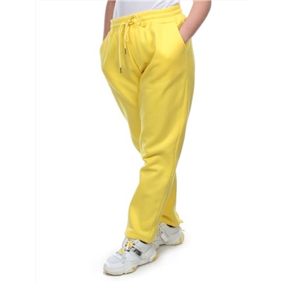 M055 YELLOW Брюки спортивные женские на флисе (100% хлопок) 7986