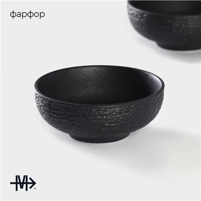 Салатники Magistro Lofty, 300 мл, d=12 см, набор 2 шт., фарфор, чёрные