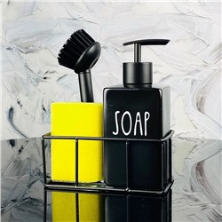 146-033 Набор кухонный диспенсер с щеткой и губкой на подставке в под.уп.(х24) Фарфор