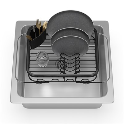 Сушилка для посуды Sinkin, 28х14х47 см, черная