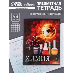 Тетрадь предметная 48 листов в клетку Calligrata, «Футбол. Химия», обложка мелованный картон