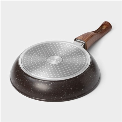 Сковорода Magistro Granit, d=22 см, съёмная ручка soft-touch, антипригарное покрытие, индукция, кованый алюминий, чёрная