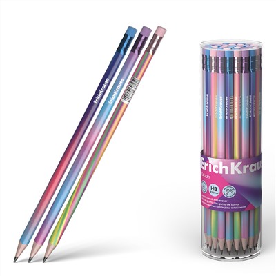 Карандаш ч/гр HB ErichKrause Galaxy трехгранный с ластиком 60725/42/Китай