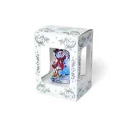 Елочная игрушка стеклянная декорированная "Елочка-Снеговик"