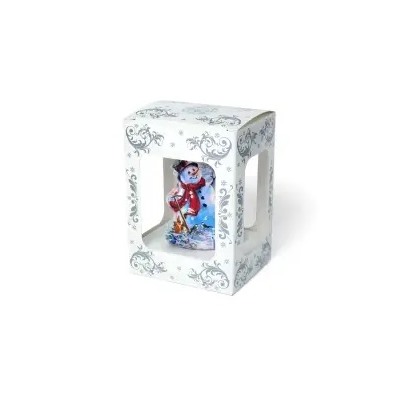 Елочная игрушка стеклянная декорированная "Елочка-Снеговик"