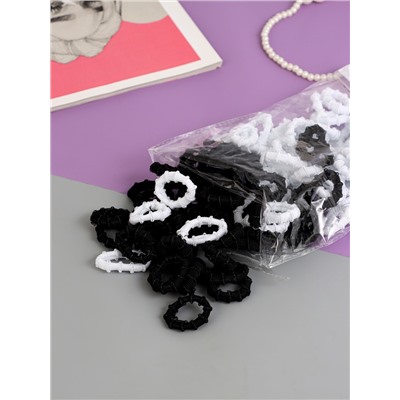 Резинки для волос «Махрушка», набор 100 шт., классика, 3 см, чёрно-белые