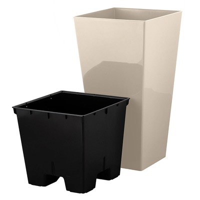 Горшок для цветов InGreen London CUBE 250х250х470 мм, 19,4 л, c дренажной вставкой IG780310006 калифорнийский миндаль