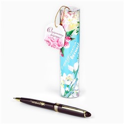 Ручка шариковая, синяя паста, 1.0 мм, в тубусе, пластик «С праздником весны»