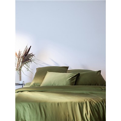 Простыня из премиального сатина оливкового цвета из коллекции Essential, 240х270 см