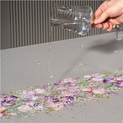 СКАТЕРТЬ  ОВАЛЬНАЯ  "ИРИСЫ" ,180Х300СМ ,СЕРЫЙ,100%ХЛОПОК ,ТВИЛ