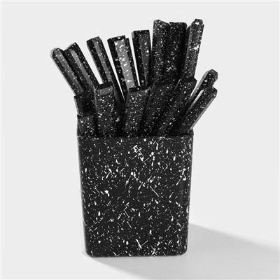 Столовые приборы на подставке «Мрамор чёрный», 24 предмета, толщина 1.2 мм, нержавеющая сталь