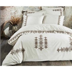 2 сп. Евро Комплект Постельного Белья Cotton Saten Hazal Krem Çift - EcoCotton