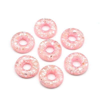 Бусина - бублик для швенз с перламутром 20*6мм цв.розовый, 1шт