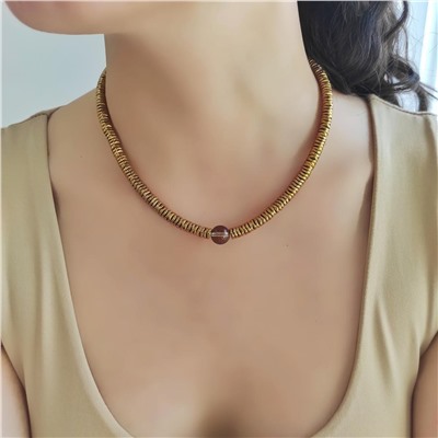Сет из 3х украшений гематит золотые оттенки с раухтопазом