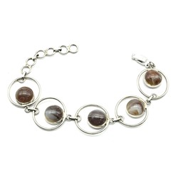 Браслет с агатом бразильским круг 23мм, 16,5см.