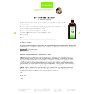 Krauterhaus Sanct Bernhardt Swedish Bitters Hair Tonic, 150 мл