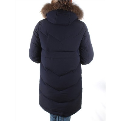 19-896 DK. BLUE Пальто с мехом енота Kacuci