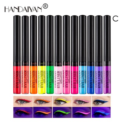 Набор цветных матовых жидких подводок HANDAIYAN 12 шт. ПАЛИТРА С (УФ-Неоновые)