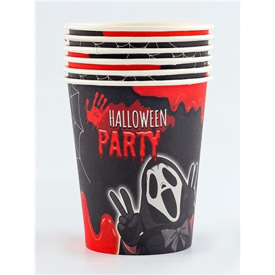 Посуда одноразовая бумажная для праздника Halloween party, 6 тарелок, 6 стаканов