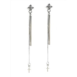 Серебро швензы, Клевер пусеты 55*6мм с фианитами, 1пара