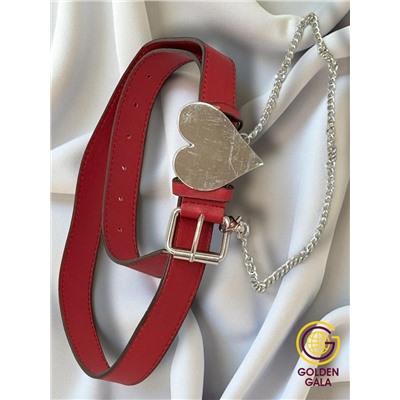 Ремень двусторонний красный из экокожи 2,8х115 см Р25