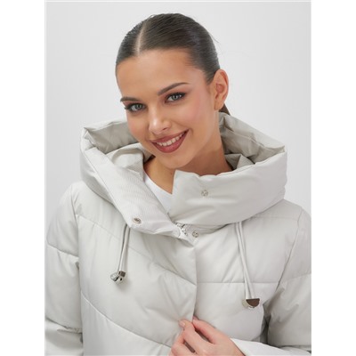 Куртка женская демисезонная с капюшоном серого цвета 1139Sr