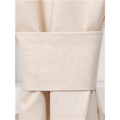 Шторы для кухни Этель ECO, цвет молочный, 130 +/-6×180 см - 2 шт., подхваты - 2 шт., 70% хлопок, 30% лён
