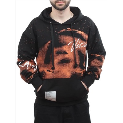 2626 BLACK/ORANGE Толстовка мужская (75% хлопок, 20% полиэстер, 5% спандекс)
