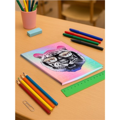 Дневник школьный для 5-11 классов, «Тиг в очках», интегральная (гибкая) обложка, матовая ламинация, выборочный лак, 48 листов