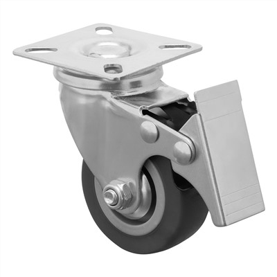 Колесо поворотное с тормозом D 50 мм, крепление  платформенное Сибртех