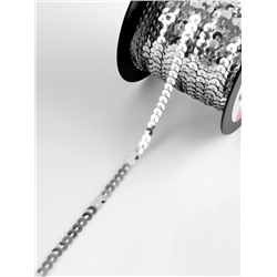 Пайетки на нити, 6 мм, 91 ± 1 м, цвет серебряный №1