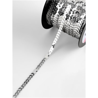 Пайетки на нити, 6 мм, 91 ± 1 м, цвет серебряный №1