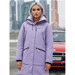 Парка зимняя женская с капюшоном сиреневого цвета 9538-1Sn