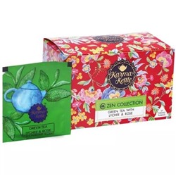 Зеленый чай с Личи и Розой (20 пак, 2 г), Green Tea with Lychee & Rose, произв. Karma Kettle