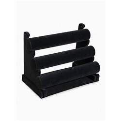 Подставка для часов, браслетов QF, флок, 3 ролика, 31×17.5×23 см, d=5 см, чёрная