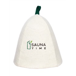 Шапка банная с вышивкой "Sauna time", войлок белый