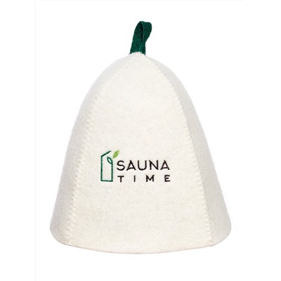 Шапка банная с вышивкой "Sauna time", войлок белый