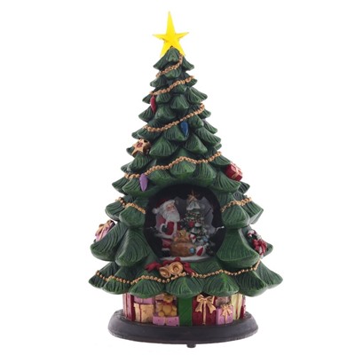 GAEM Фигур декор в стекл шаре "Елка и дед Мороз" (подсв, муз, вьюга, AAх3 н/п), D 10 см, L19,5 W19,5 H35