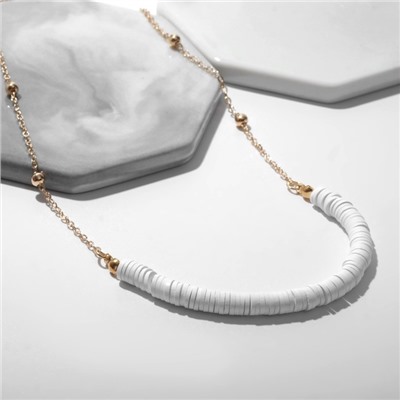 Колье «Перламутр» майя, белое в золоте, 42 см