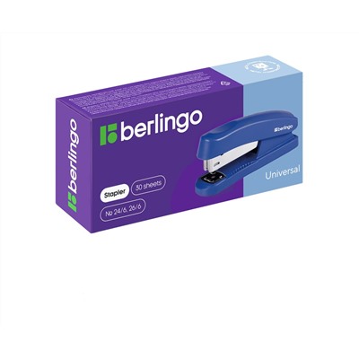 Степлер №24/6, 26/6 Berlingo "Universal" до 30л., пластиковый корпус, синий