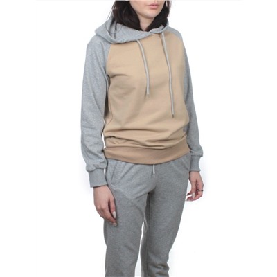 NOE103 BEIGE/GRAY Костюм спортивный женский (хлопок 90%, полиэстер 10%)