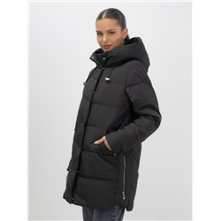 Куртка женская демисезонная с капюшоном черного цвета 1139Ch