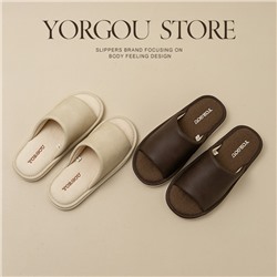 2024 new PU leather slippers Female summer cloth bottom anti -sliding home, not smelly feet, four seasons universal male waterproof