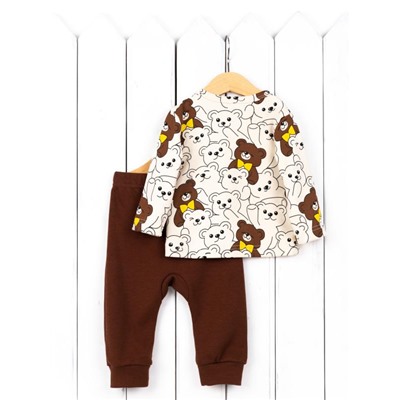 Комплект для мальчика Baby Boom КД184/10-И я728 Мишки на бежевом + шоколад