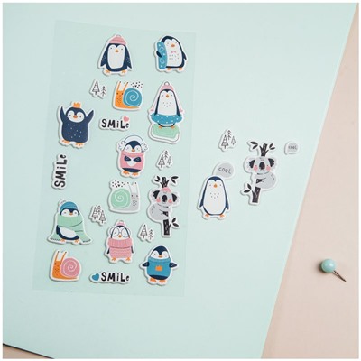 Наклейки объемные MESHU "Cute friends", 10*19 см, пакет европодвес